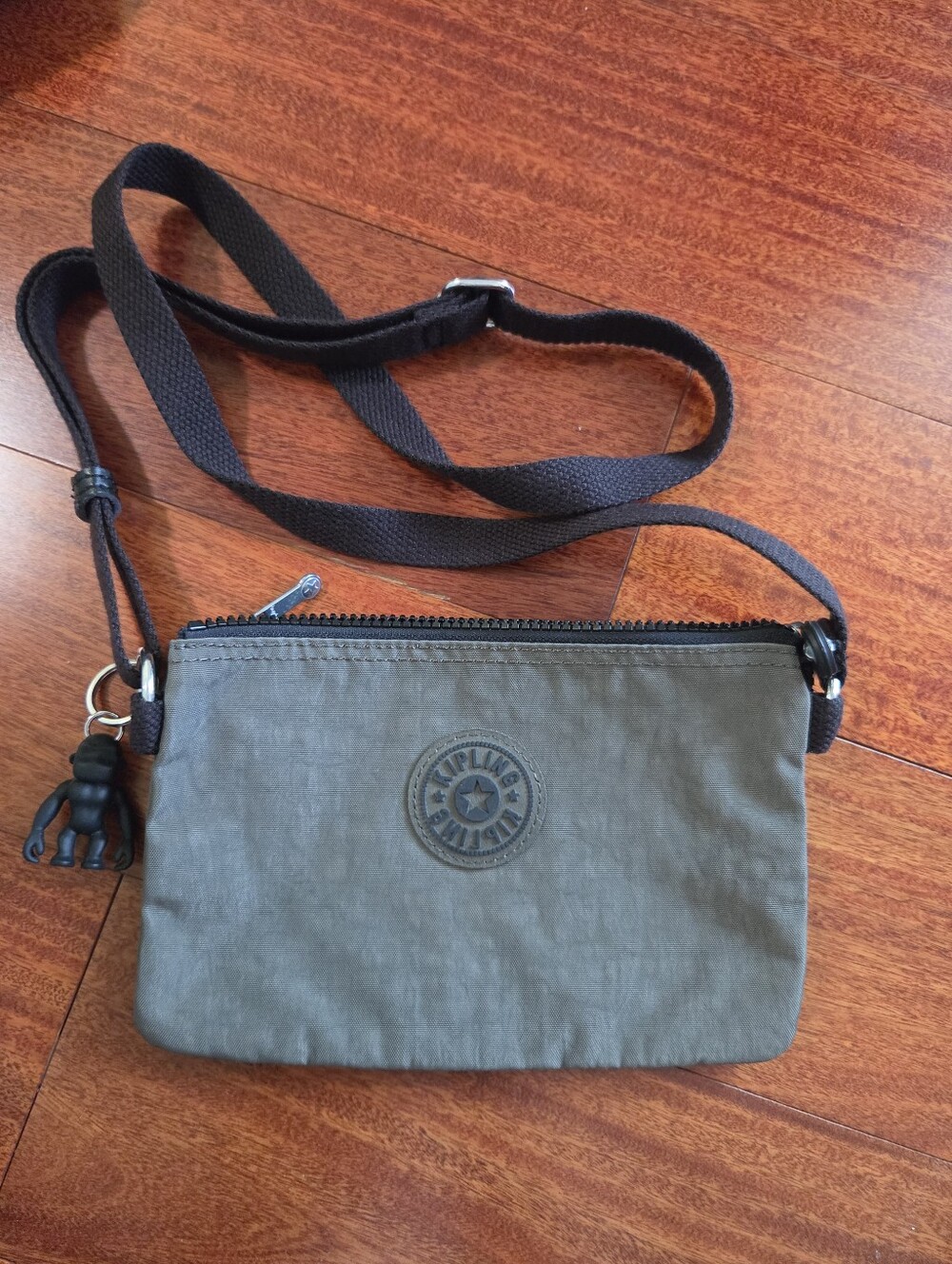 Kipling Olive Crossbody Bag with Monkey Charm